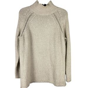 J Jill Pullover Sweater XS Ivory Cable Knit Old Money Preppy
